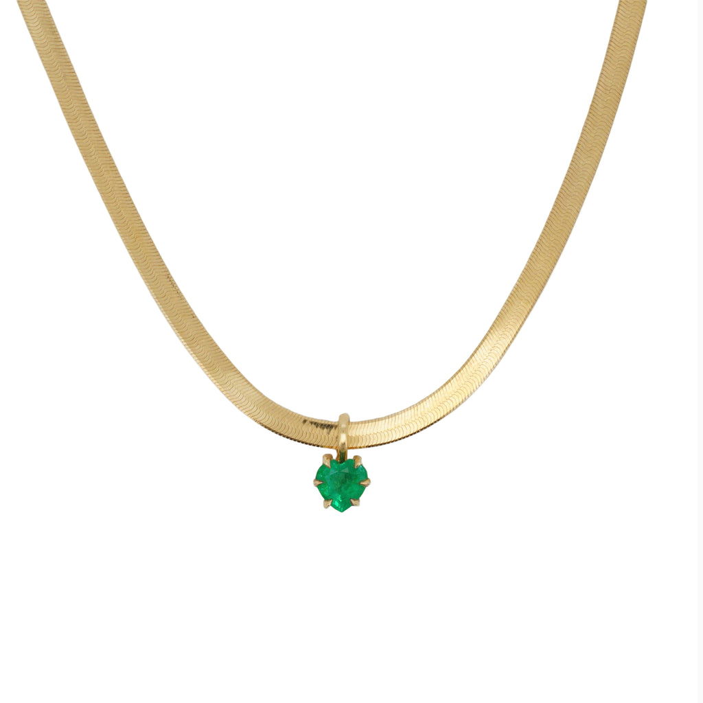 18K Gold Emerald Heart Affection Necklace by Tizzy & Co., product view 1