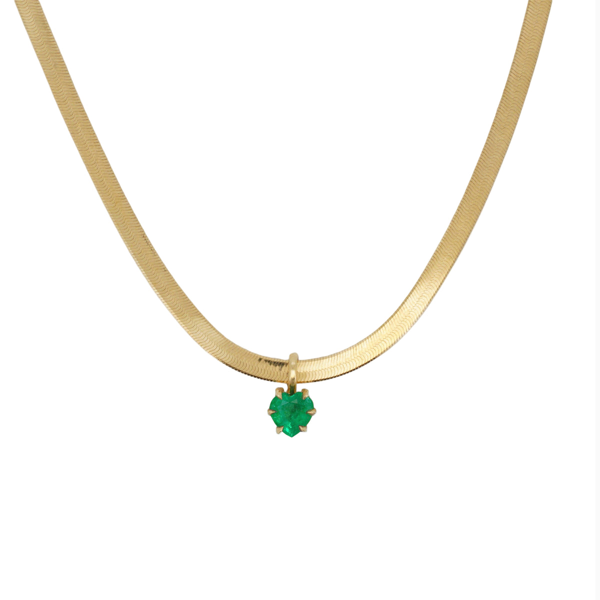 18K Gold Emerald Heart Affection Necklace by Tizzy & Co., product view 1