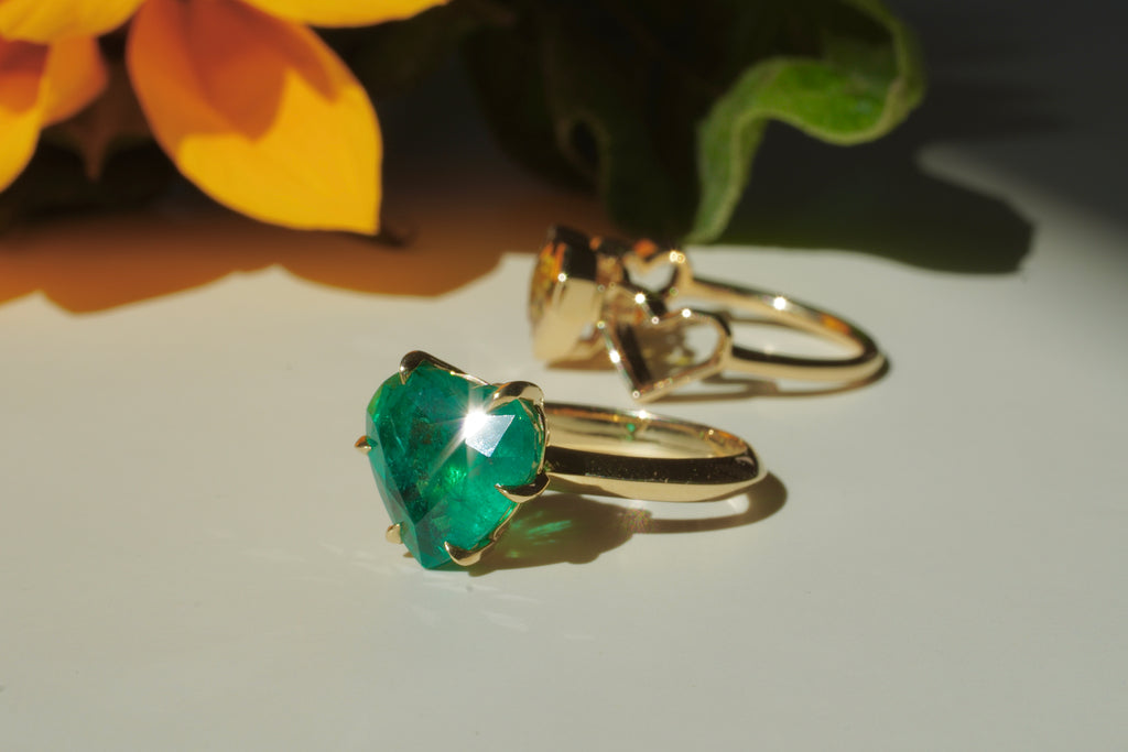 18K Gold Yellow Sapphire Heart Embrace Ring