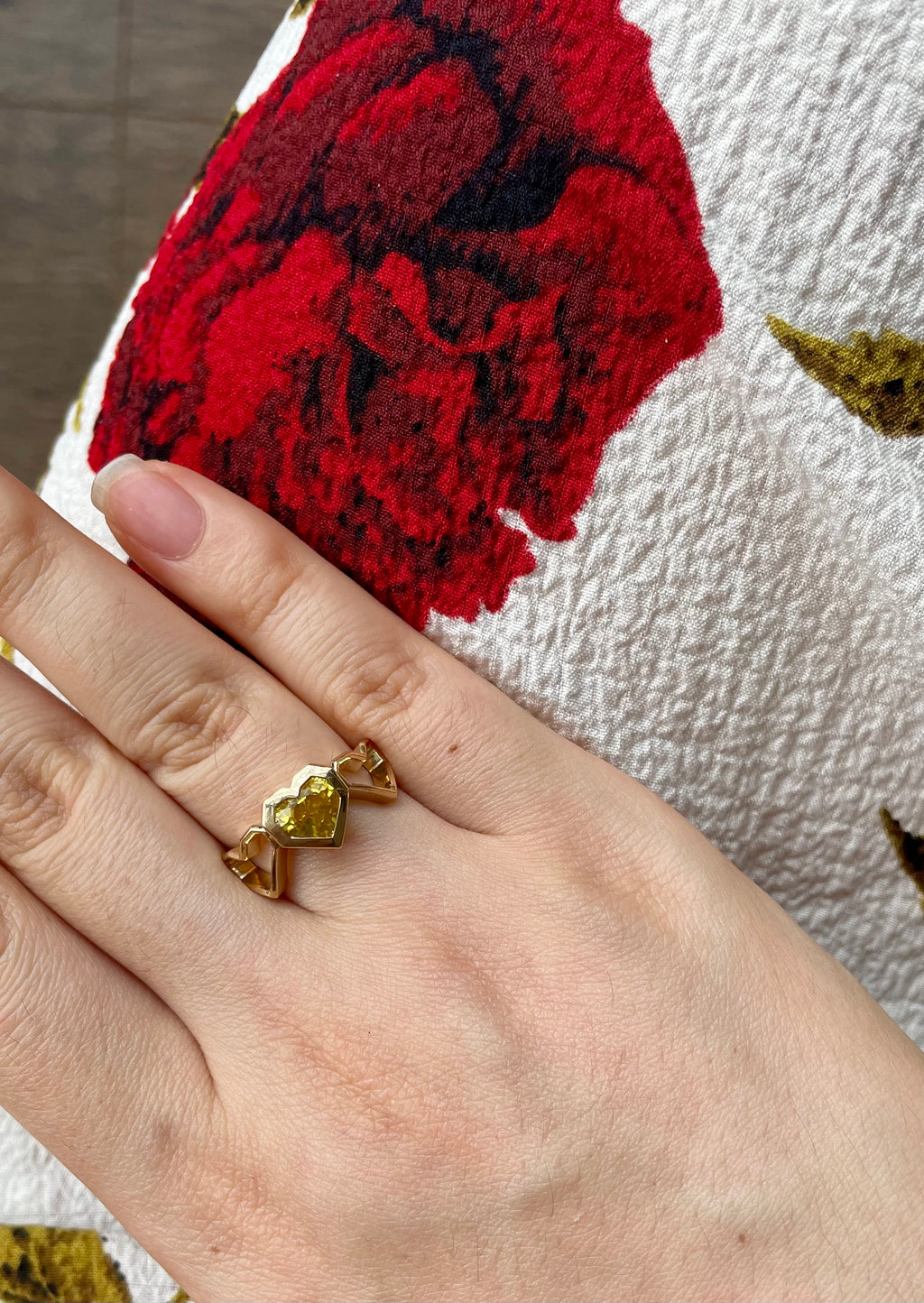 18K Gold Yellow Sapphire Heart Embrace Ring