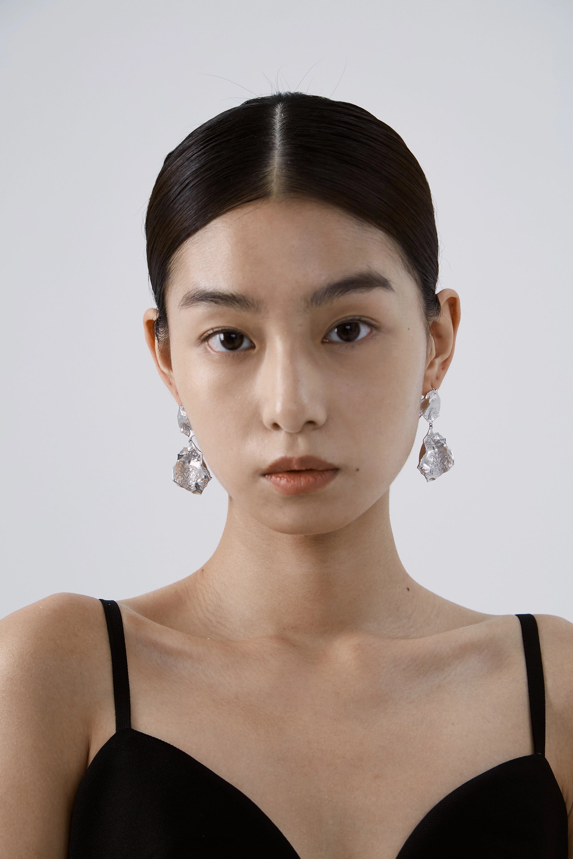 Large Rose Petal Earrings — Sterling Silver