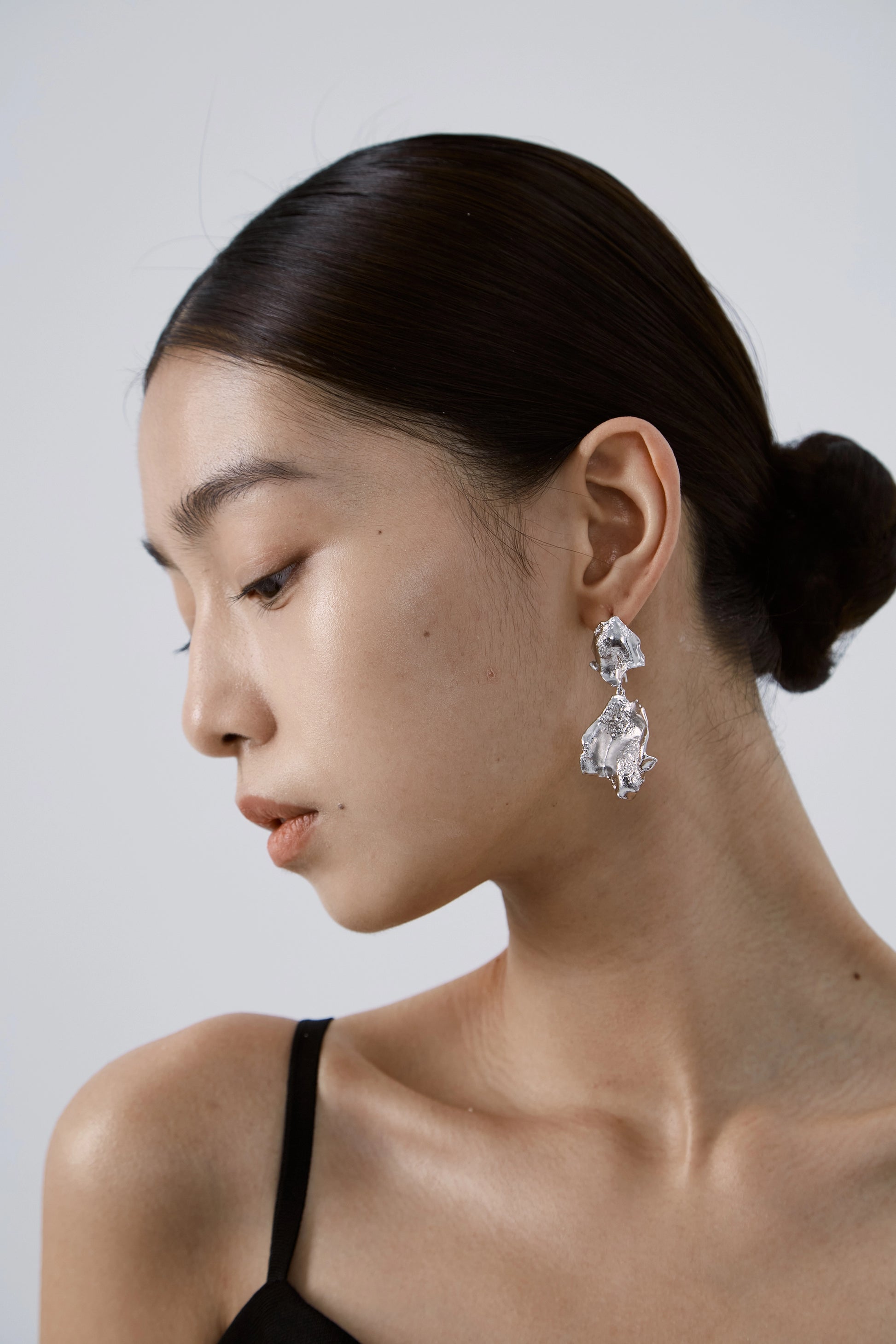 Large Rose Petal Earrings — Sterling Silver