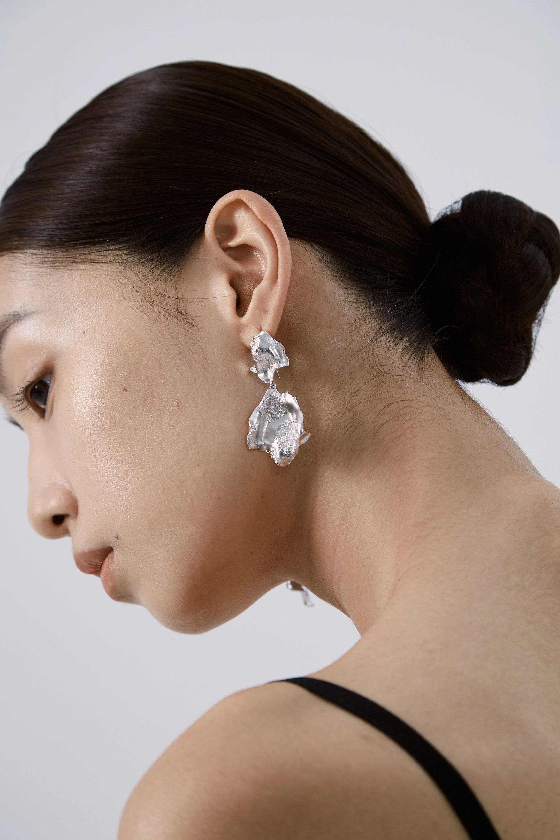 Large Rose Petal Earrings — Sterling Silver