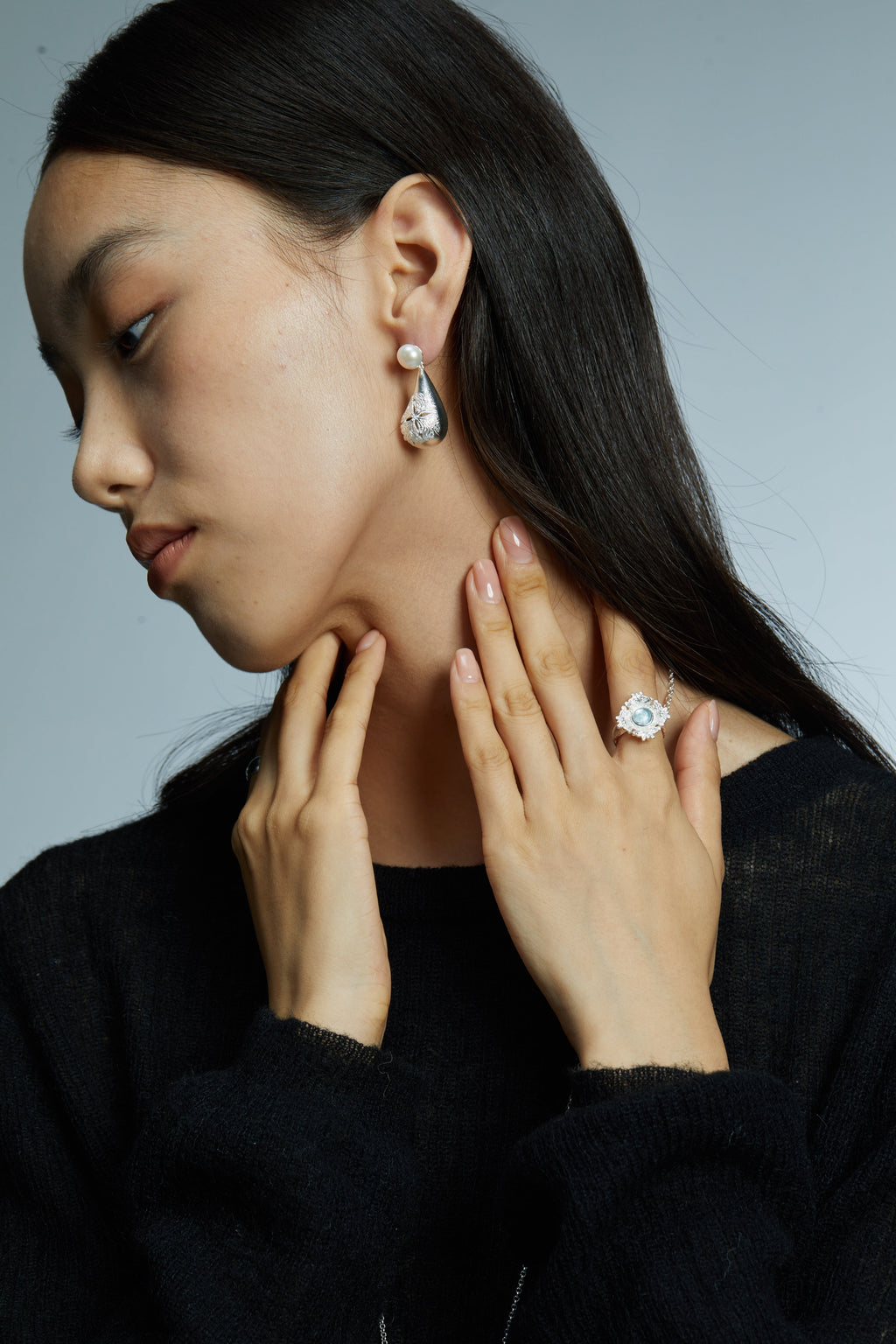 Pearl Relief Drop Earrings