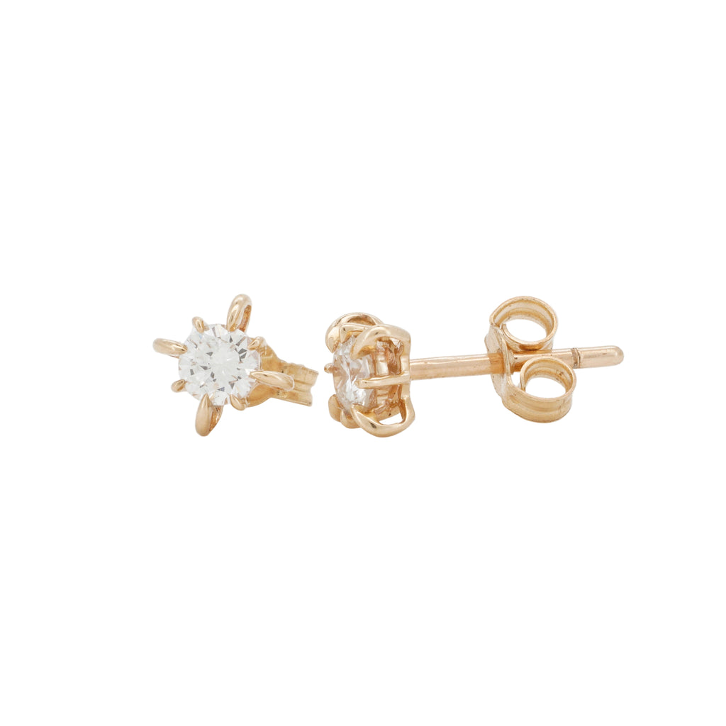 14K Gold Diamond Stars Studs