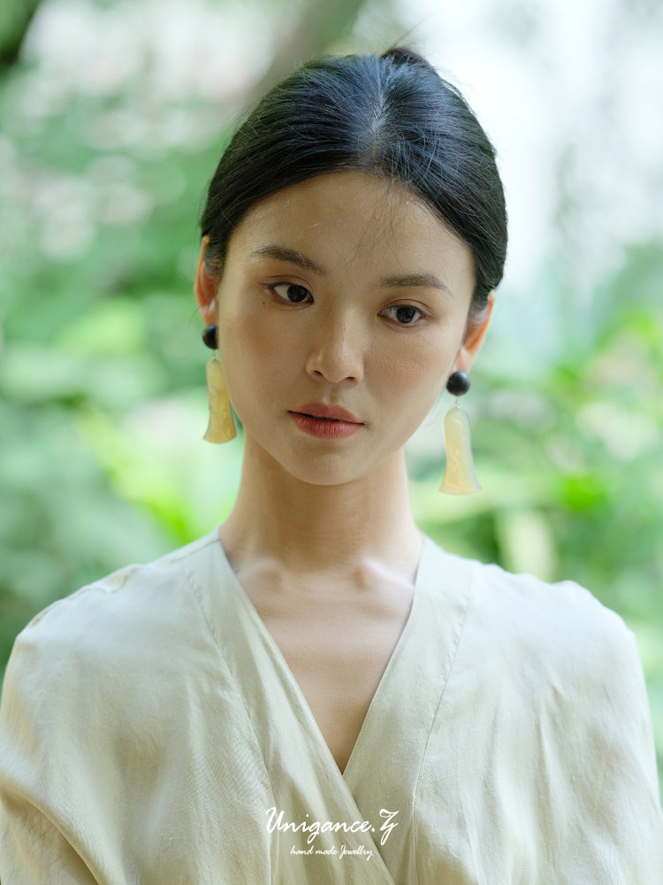 Gourd Vine Carved Ebony Earrings