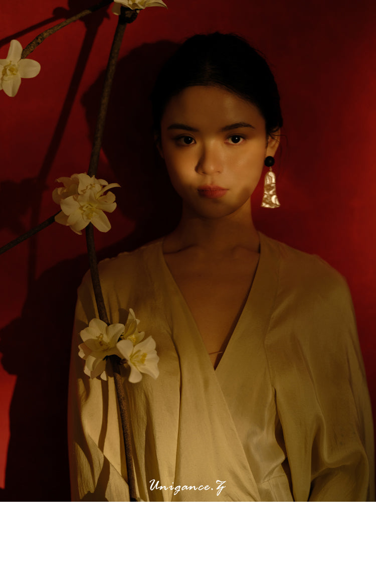 Gourd Vine Carved Ebony Earrings