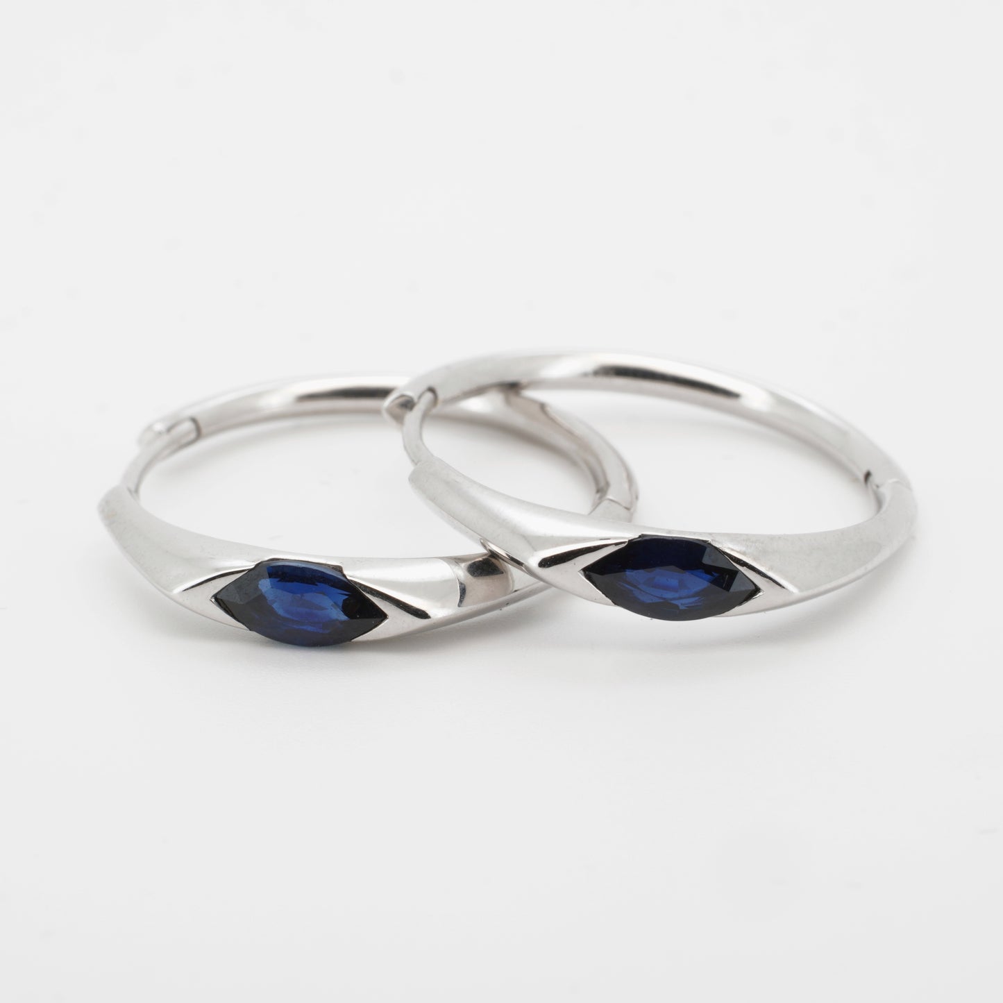 Blue Sapphire Marquise Arc Hoop Earrings