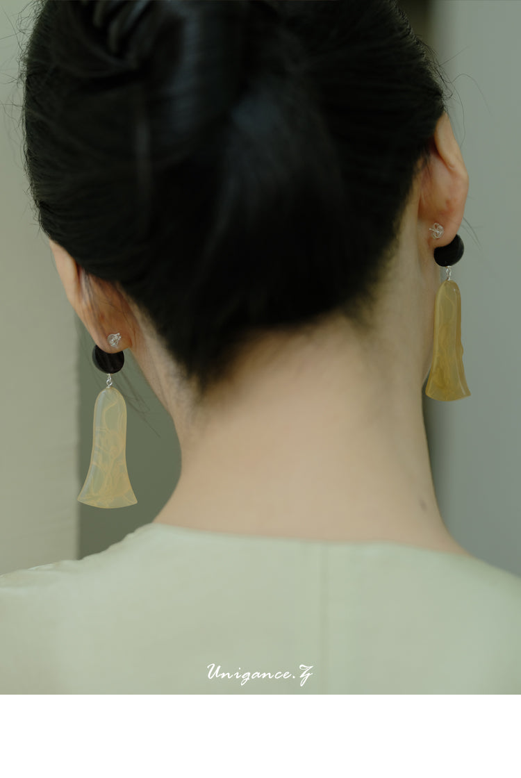 Gourd Vine Carved Ebony Earrings