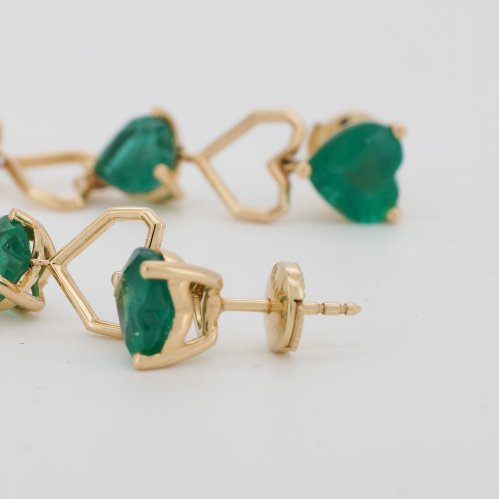 18K Gold Emerald and Yellow Sapphire Harmony Earrings