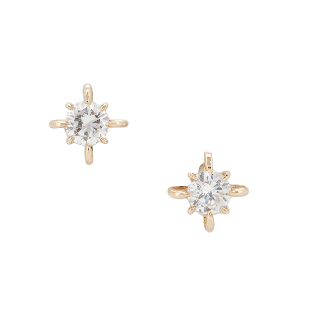 14K Gold Diamond Stars Studs