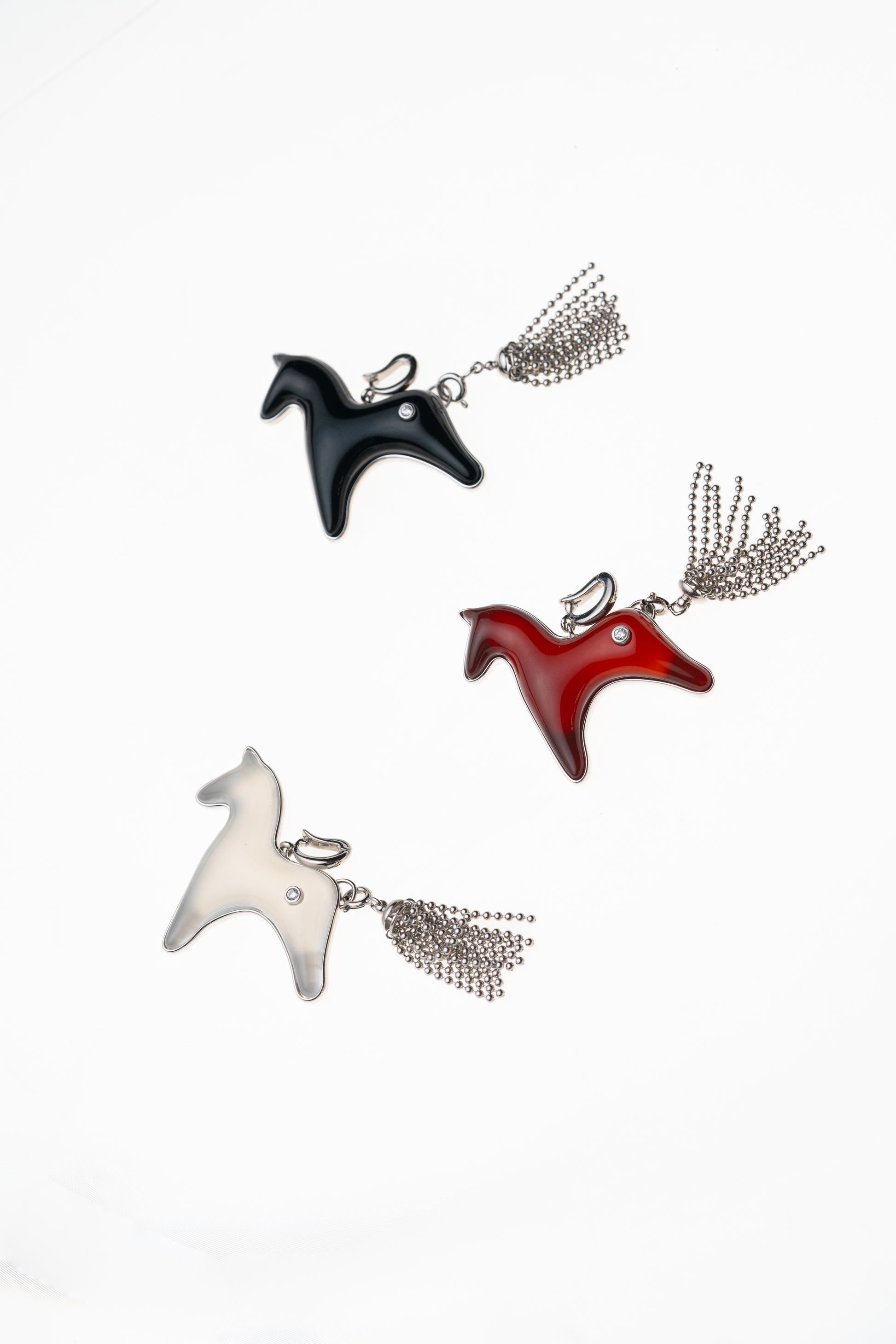 Picasso Jasper Horse Charm Necklace with Detachable Tassel