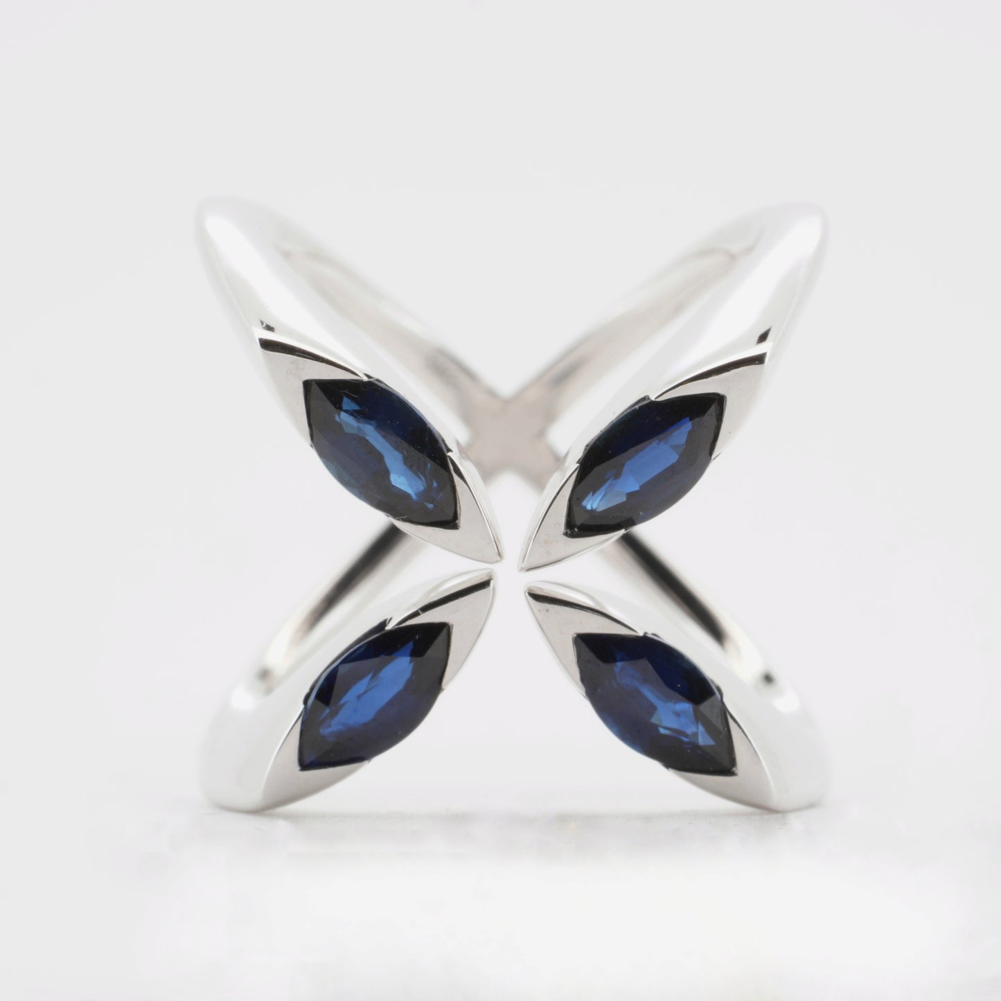 Blue Sapphire Marquise Arc Ring