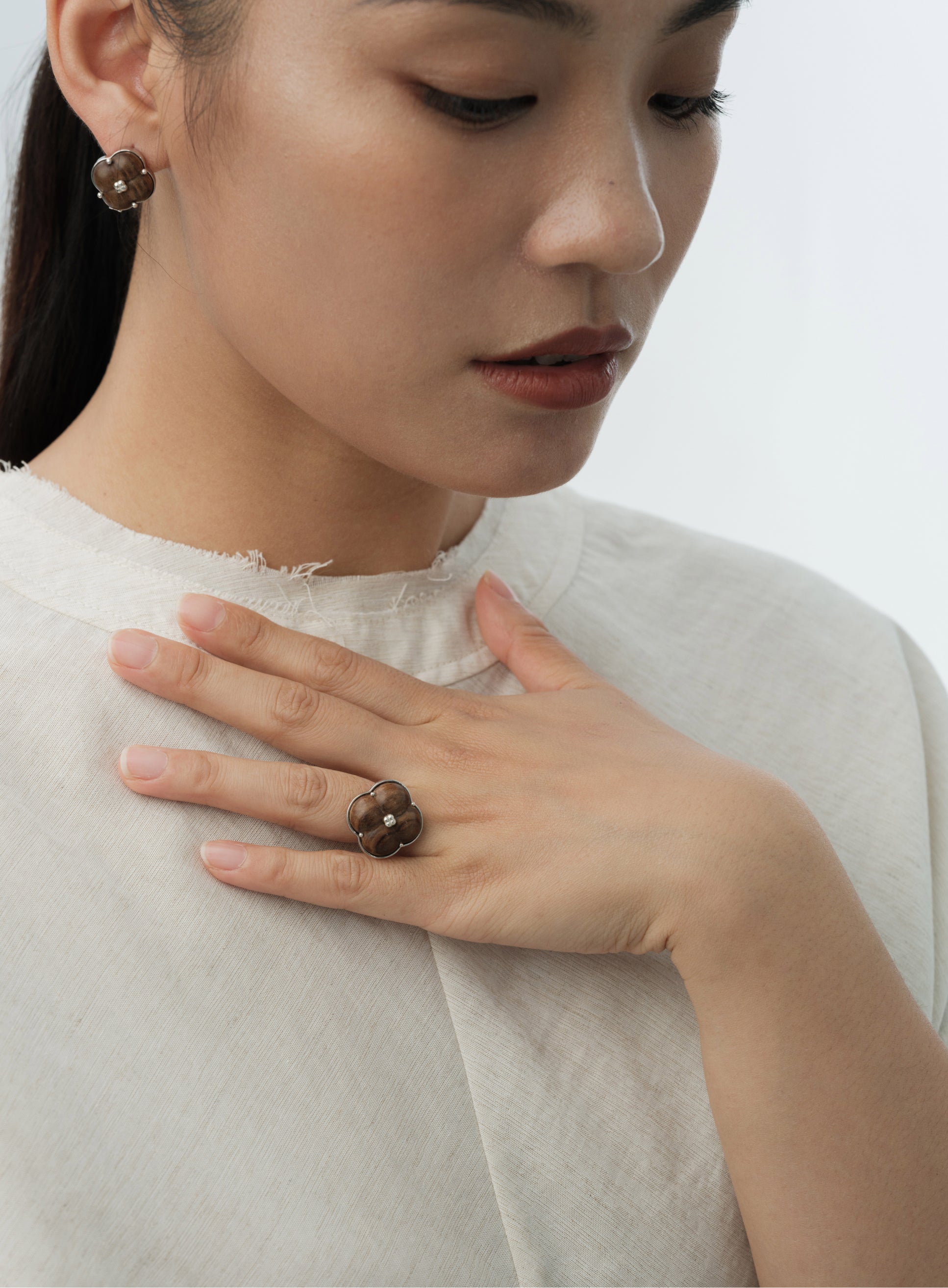 Eternal Knot · Pear Wood Modular Earring Set