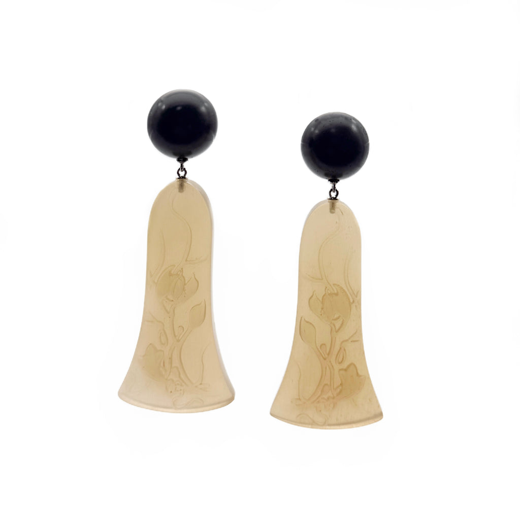 Gourd Vine Carved Ebony Earrings