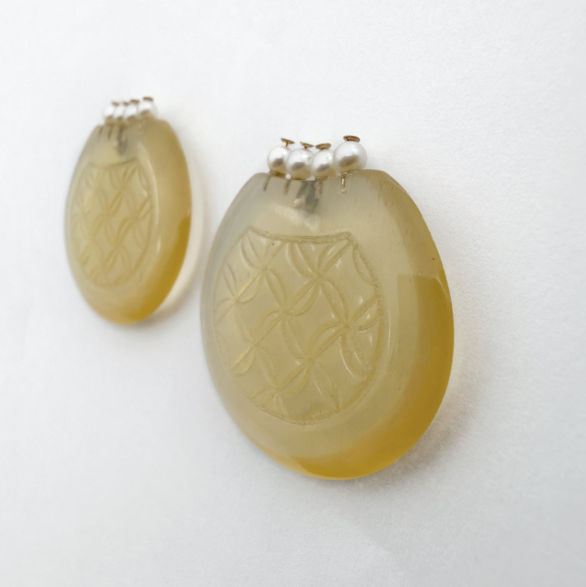 Lotus Coin Pouch Pearl Earrings