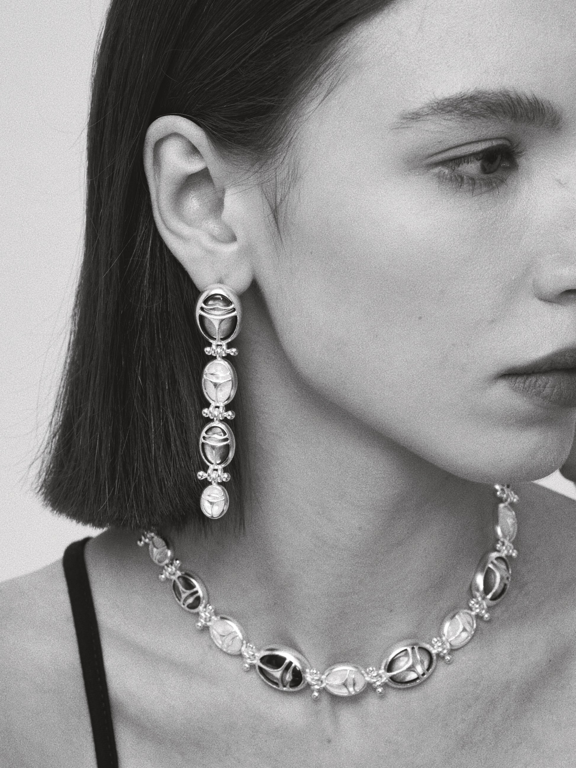 Nomadic Poem · Scarab Mother-of-Pearl Ouroboros Necklace