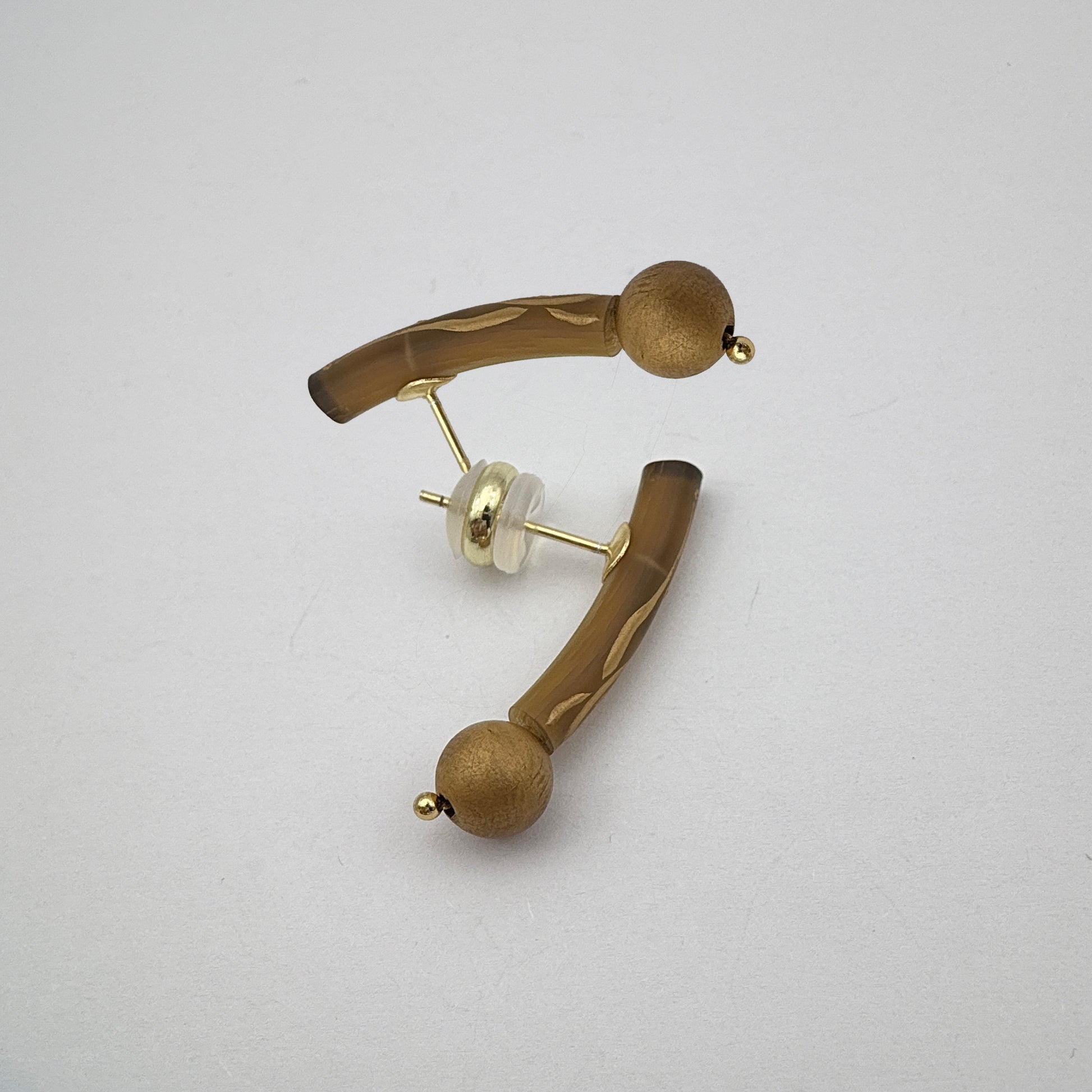 Golden Orchid Lacquer Quasi-Maki-e Earrings