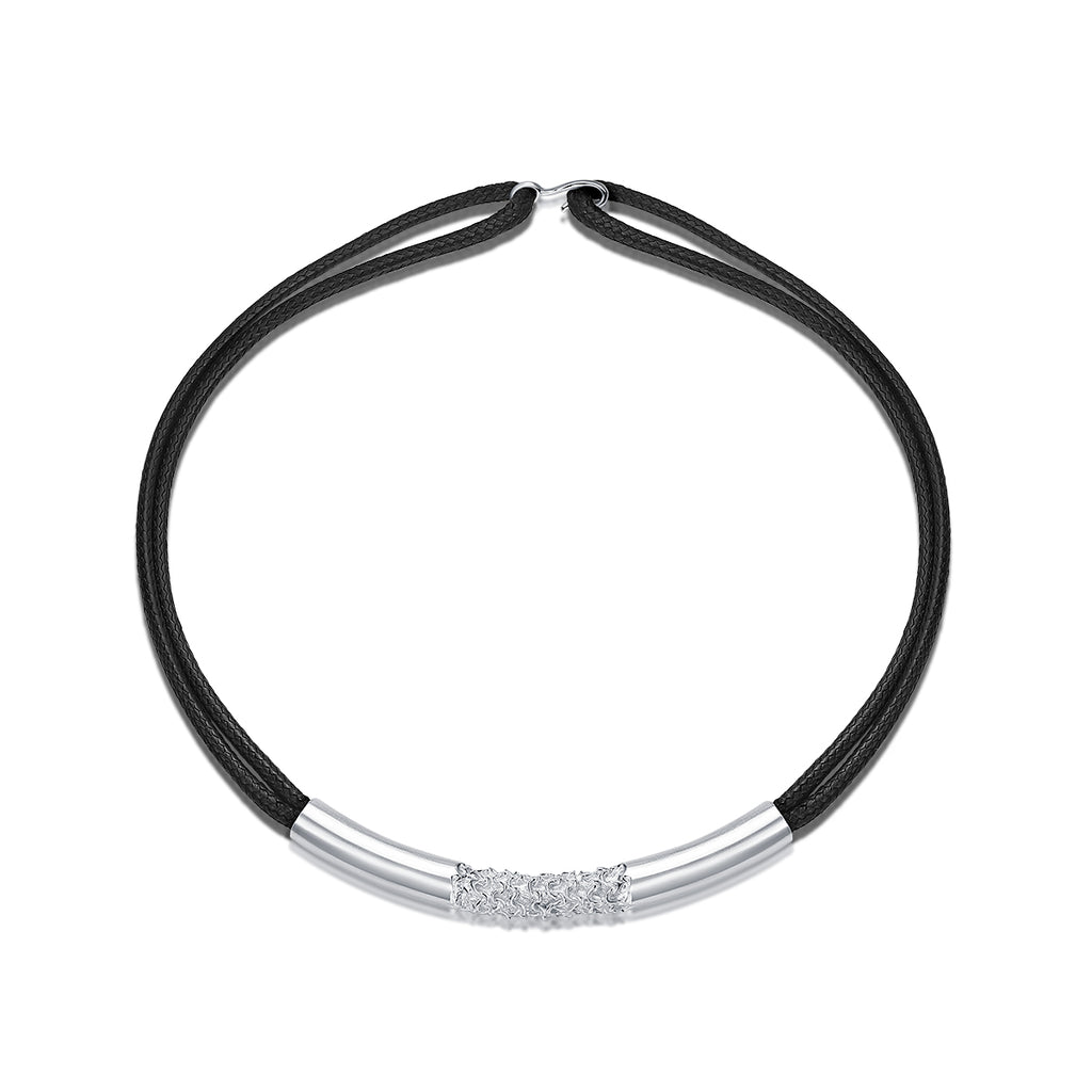 Metal Weave Tube Leather Choker