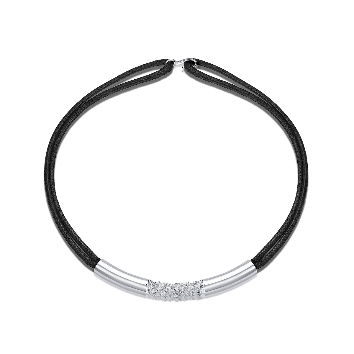 Metal Weave Tube Leather Choker