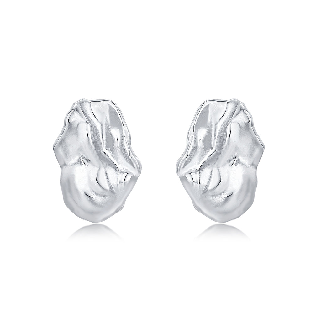 Metal Baroque Pearl Stud Earrings