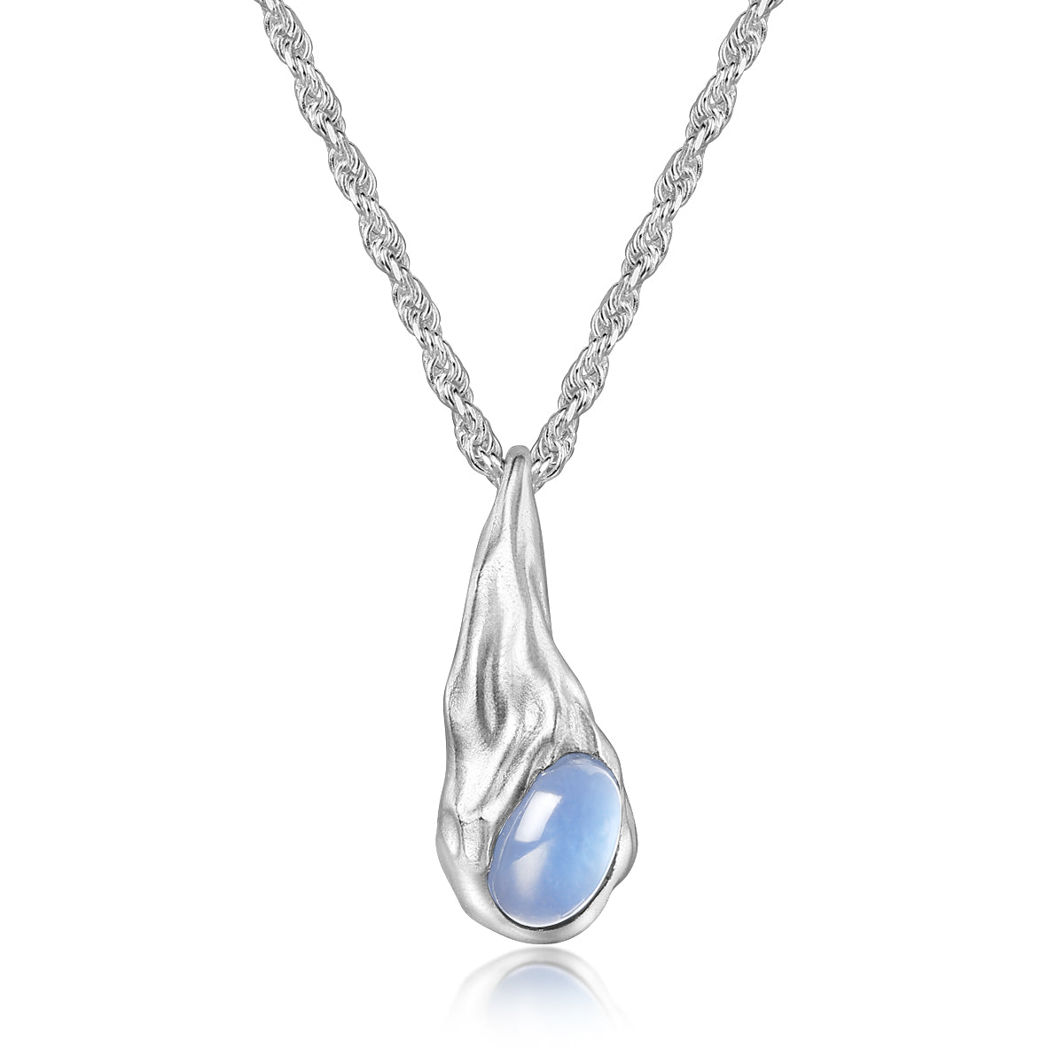 Seed Pendant Necklace — Blue Chalcedony
