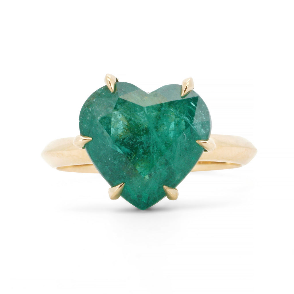 18K Gold Emerald Heart Eternal Love Ring