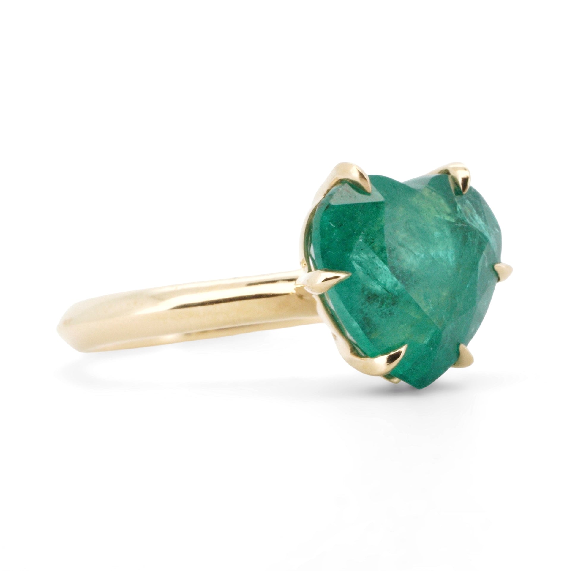 18K Gold Emerald Heart Eternal Love Ring