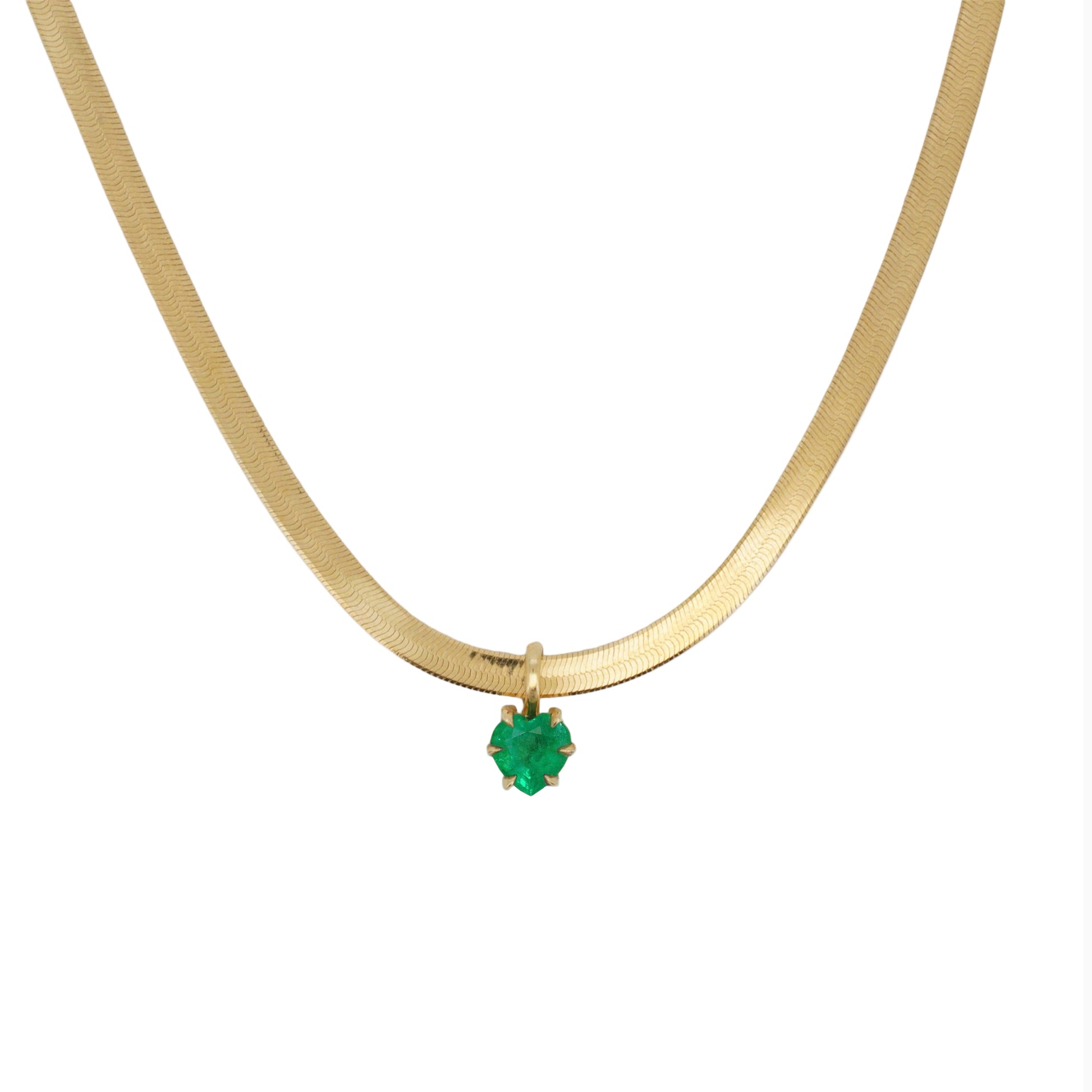 18K Gold Emerald Heart Affection Necklace