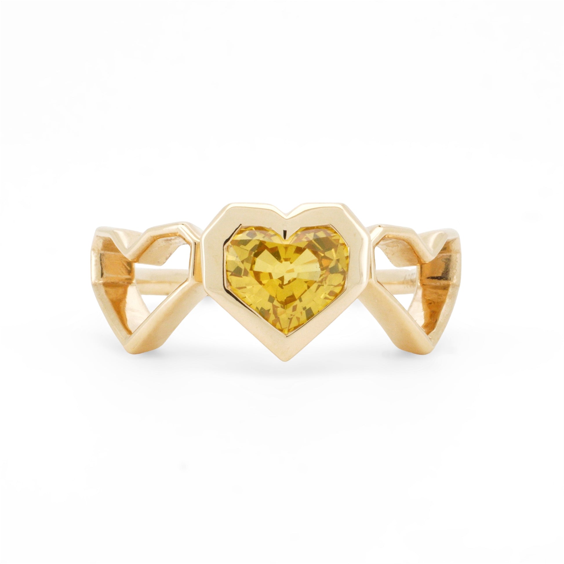 18K Gold Yellow Sapphire Heart Embrace Ring