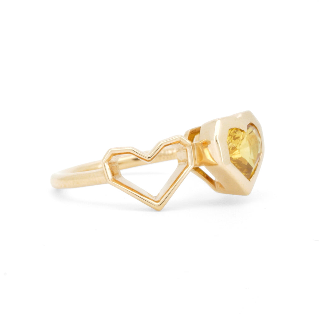 18K Gold Yellow Sapphire Heart Embrace Ring
