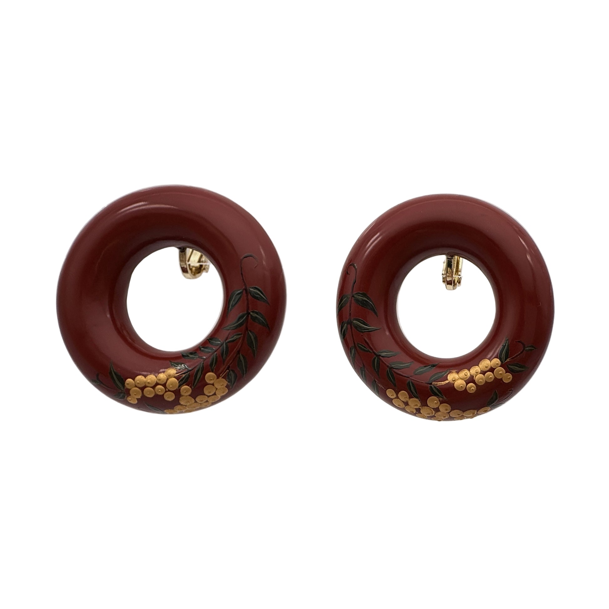 Tenjiku Red Lacquer Quasi-Maki-e Earrings