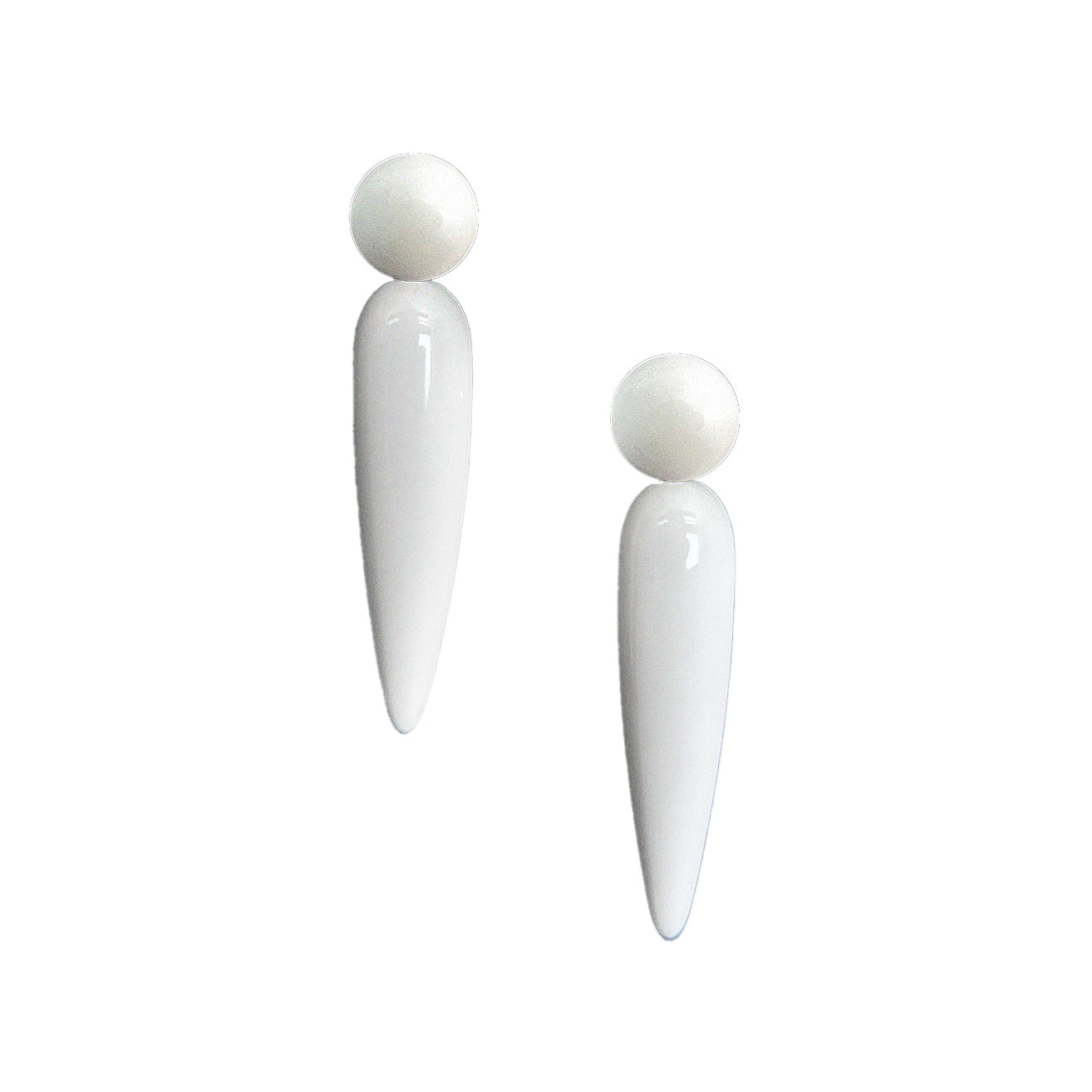 Ice Carved Silhouette White Agate Earrings