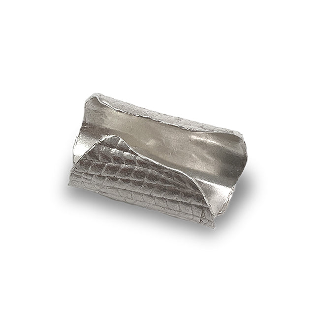 Amazon · Tilted Tower Wide Band Ring — Silver ring with a textured surface on a white background