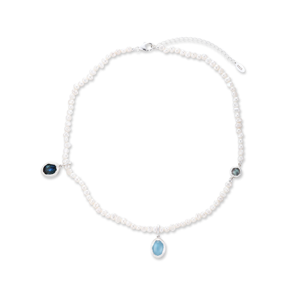 Aqua Drop Pearl Necklace by Luna-mi, product view 1