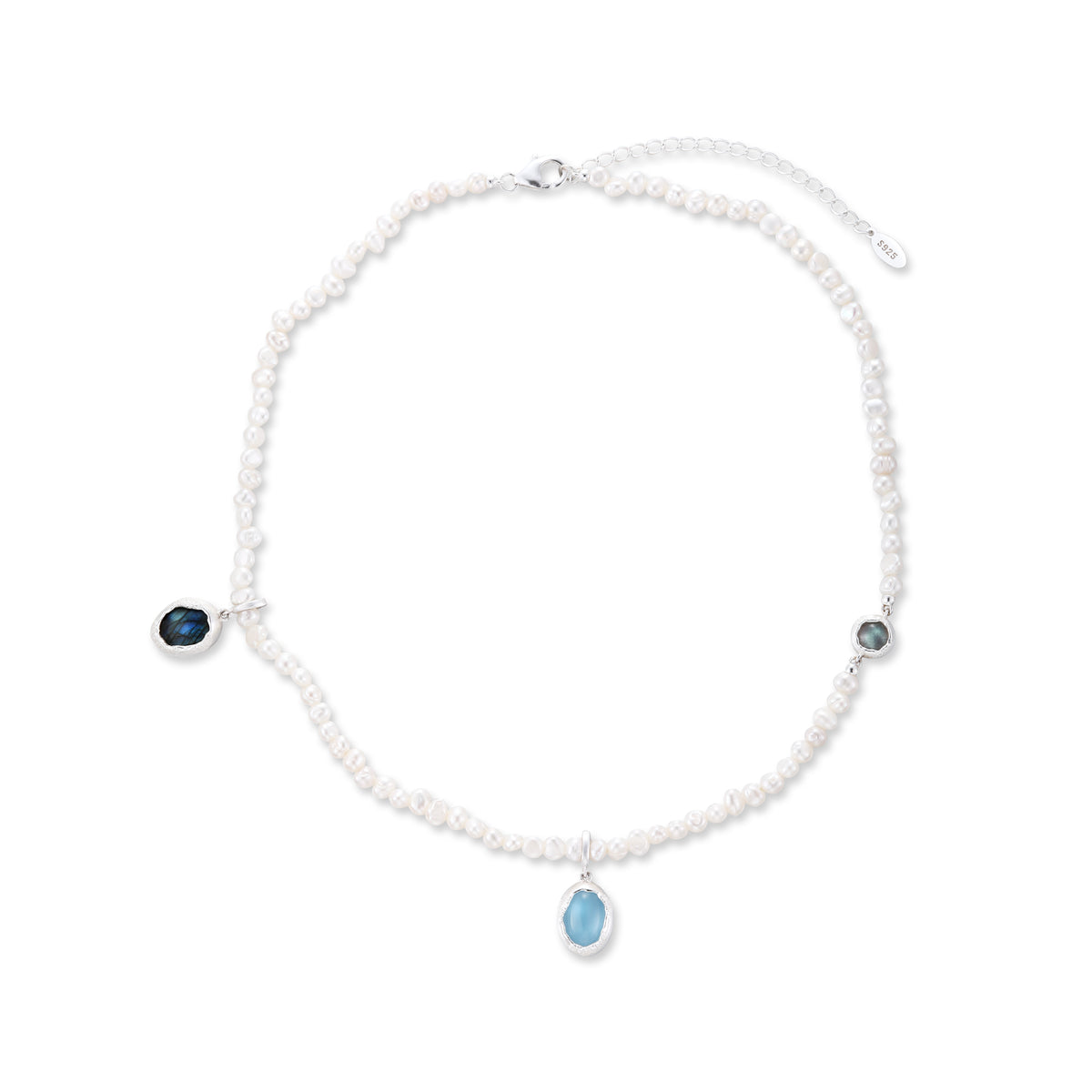 Aqua Drop Pearl Necklace by Luna-mi, product view 1