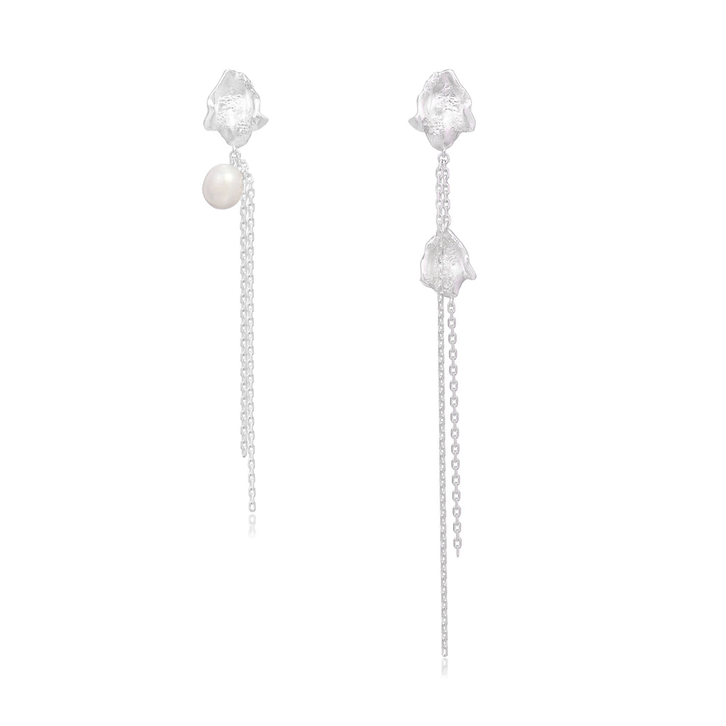 Baroque Pearl Petal Tassel Earrings by Luna-mi, product view 1