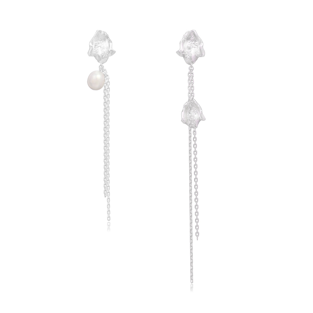 Baroque Pearl Petal Tassel Earrings by Luna-mi, product view 1