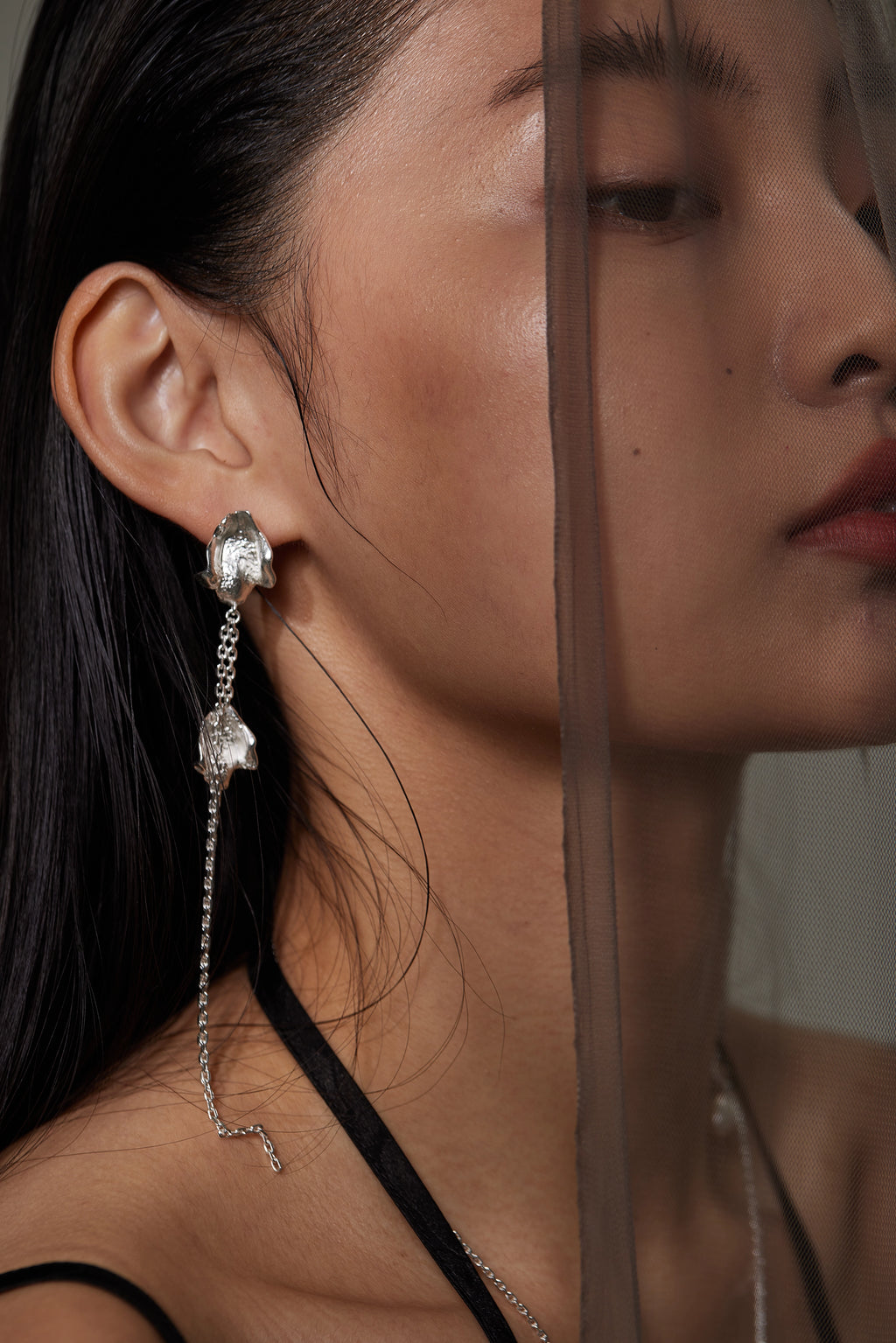 Baroque Pearl Petal Tassel Earrings by Luna-mi, product view 3