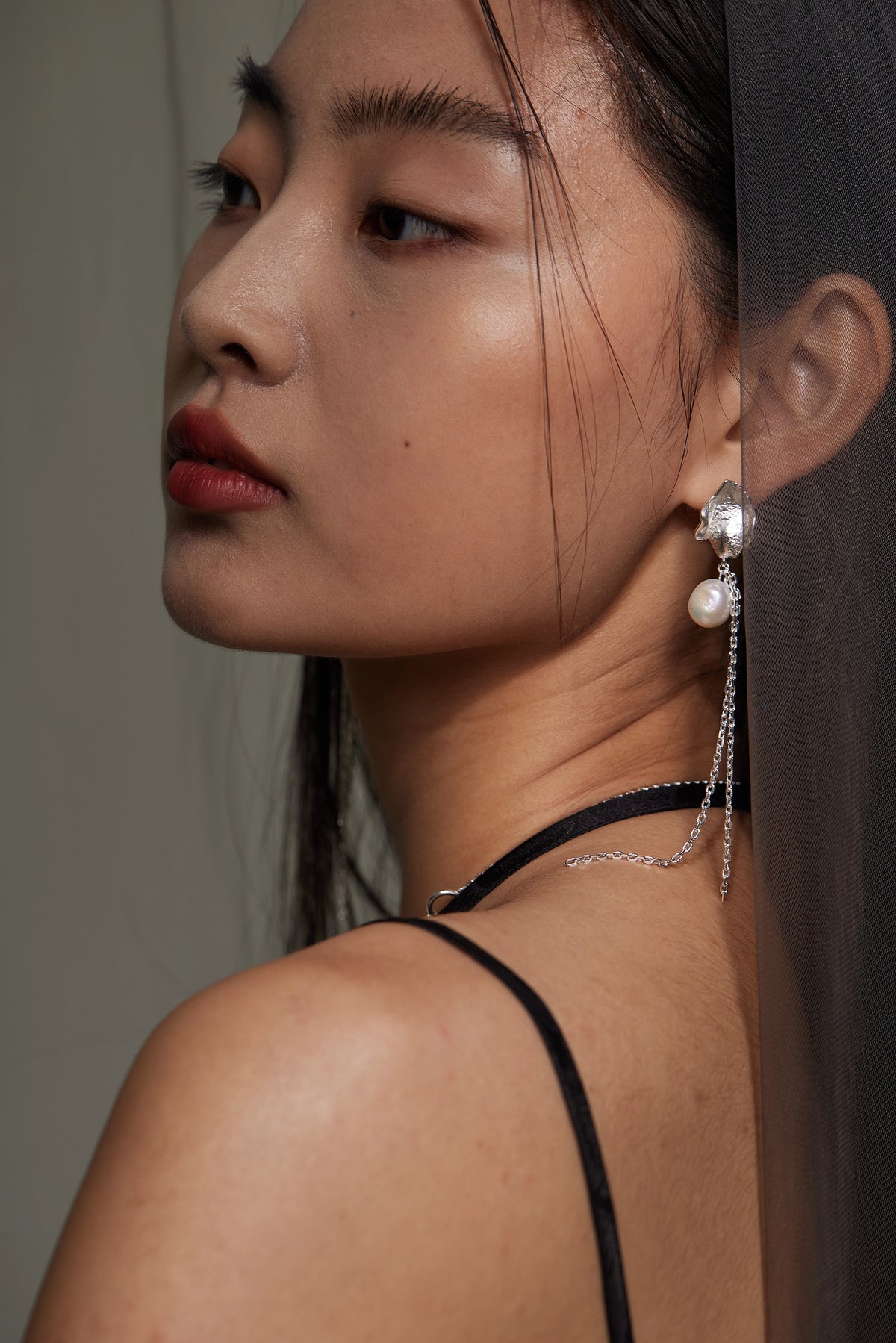 Baroque Pearl Petal Tassel Earrings by Luna-mi, product view 6