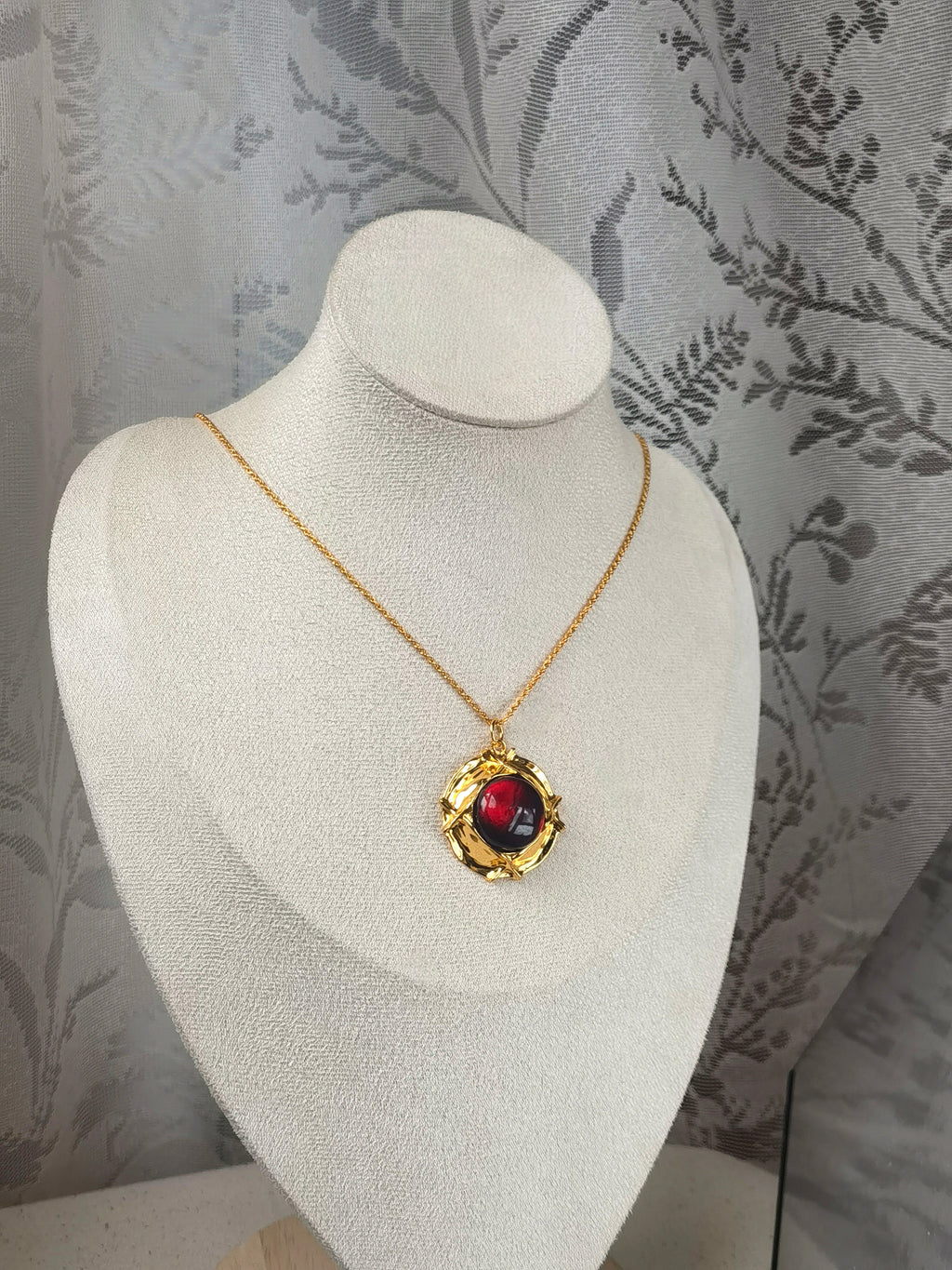 Blood Amber Flower Necklace — Meicily handcrafted amber necklace with flowing contours evoking antique elegance and warm