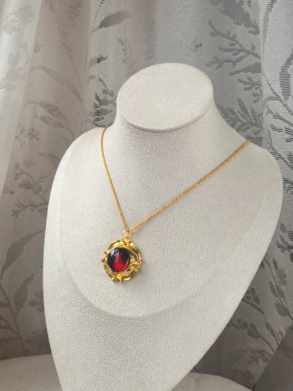 Blood Amber Flower Necklace — Meicily natural blood amber pendant necklace highlighting unique inclusions and timeless