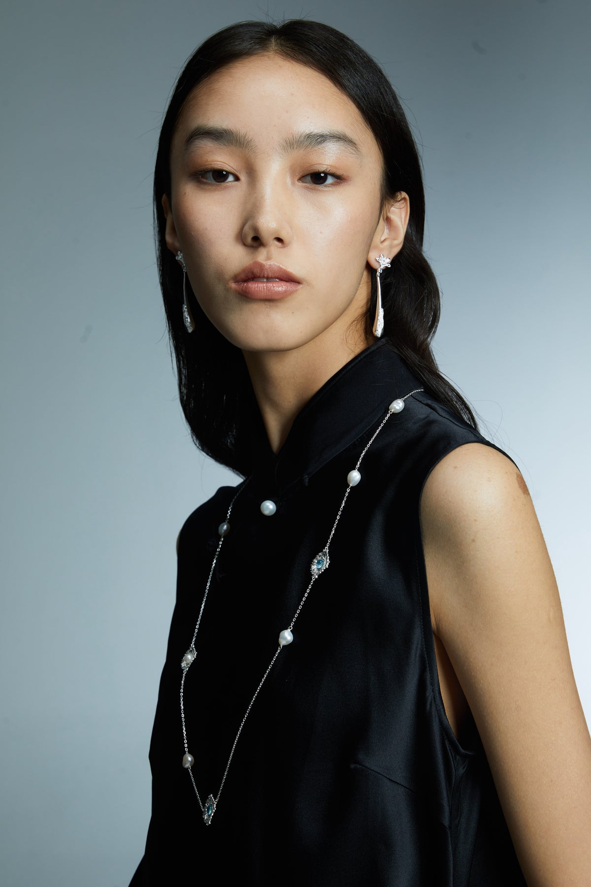 Blooming Long Drop Earrings by Luna-mi, product view 2