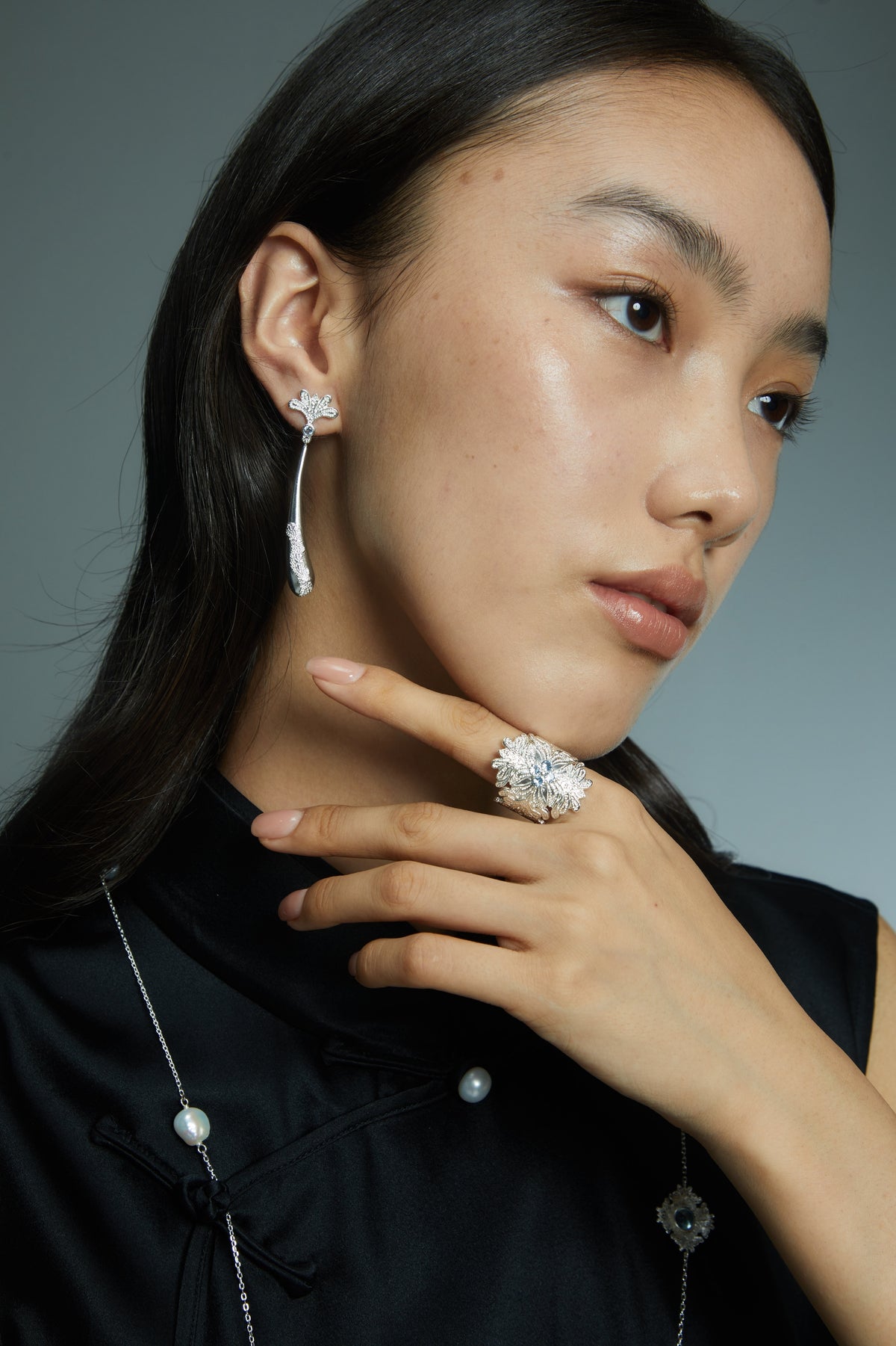 Blooming Long Drop Earrings by Luna-mi, product view 3