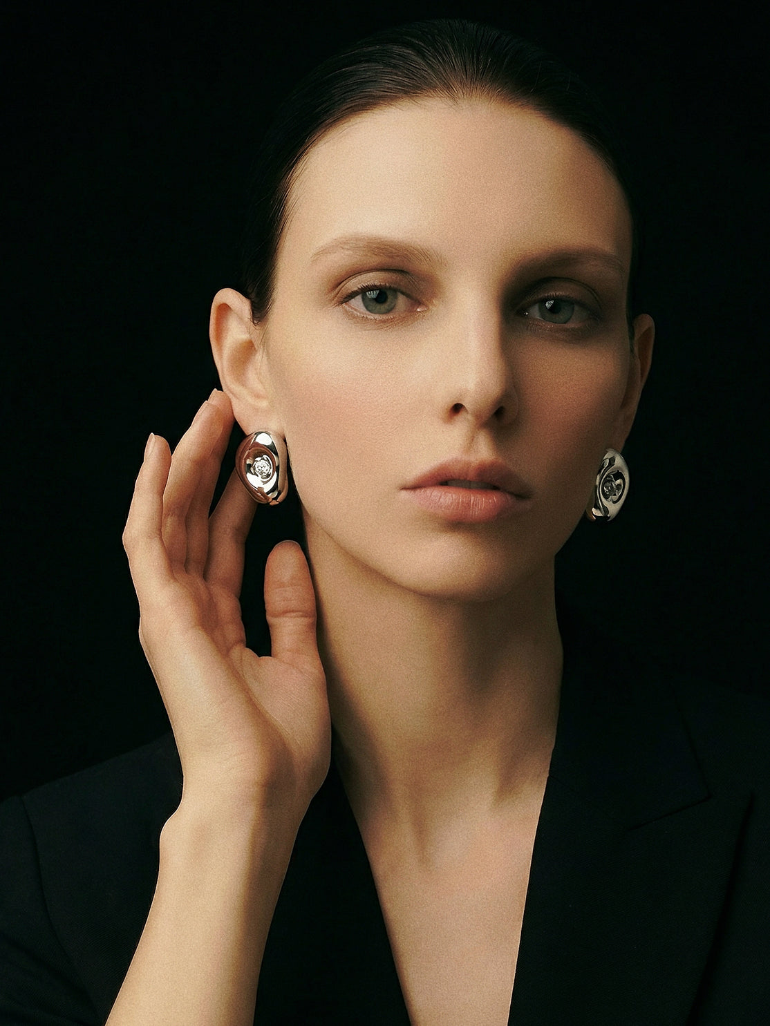 Breathing Geometry · Moissanite & Silver Earrings by ARCHIGEM, product view 4