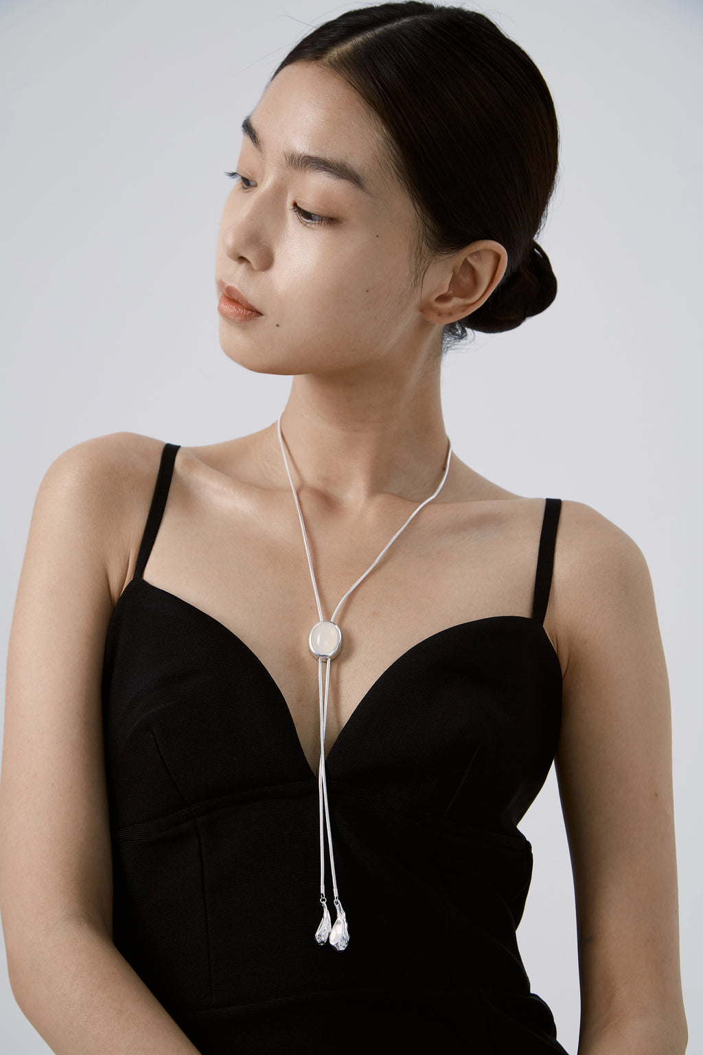 Chalcedony Bowtie Lariat Necklace by Luna-mi, product view 2