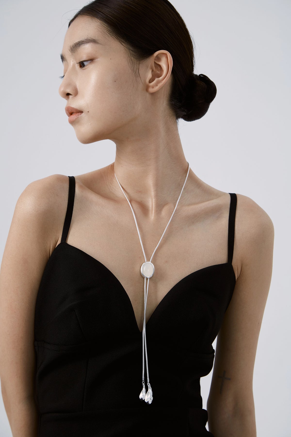 Chalcedony Bowtie Lariat Necklace by Luna-mi, product view 5