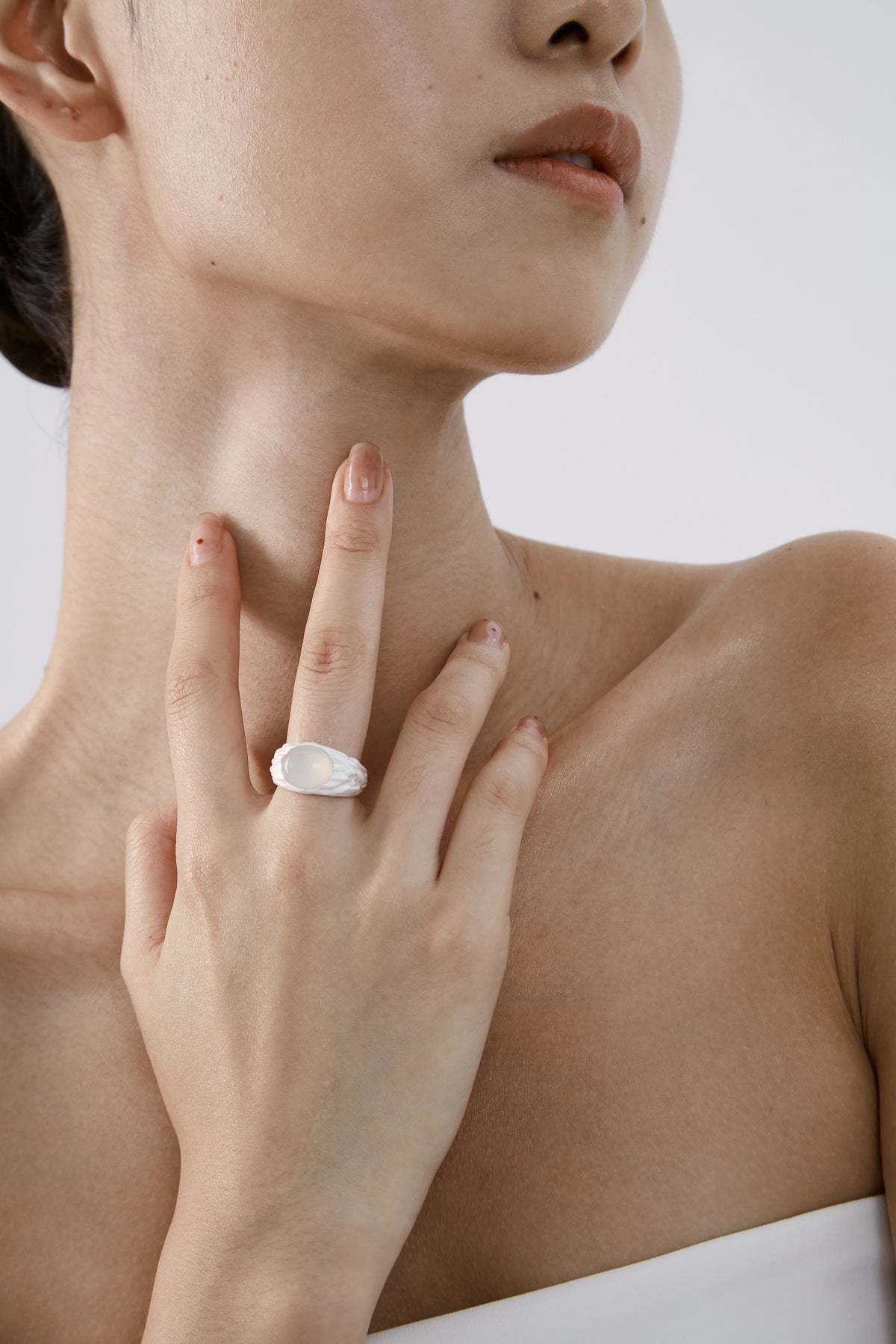 Chalcedony Signet Ring by Luna-mi, product view 2