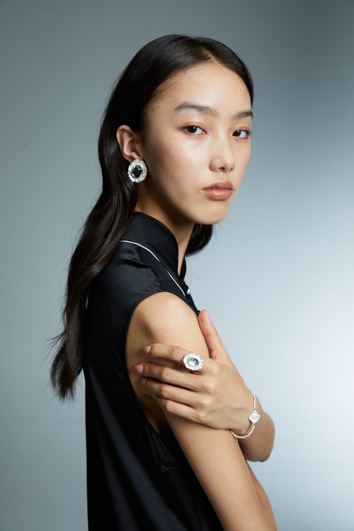Crystal Rosette Statement Ring by Luna-mi, product view 3