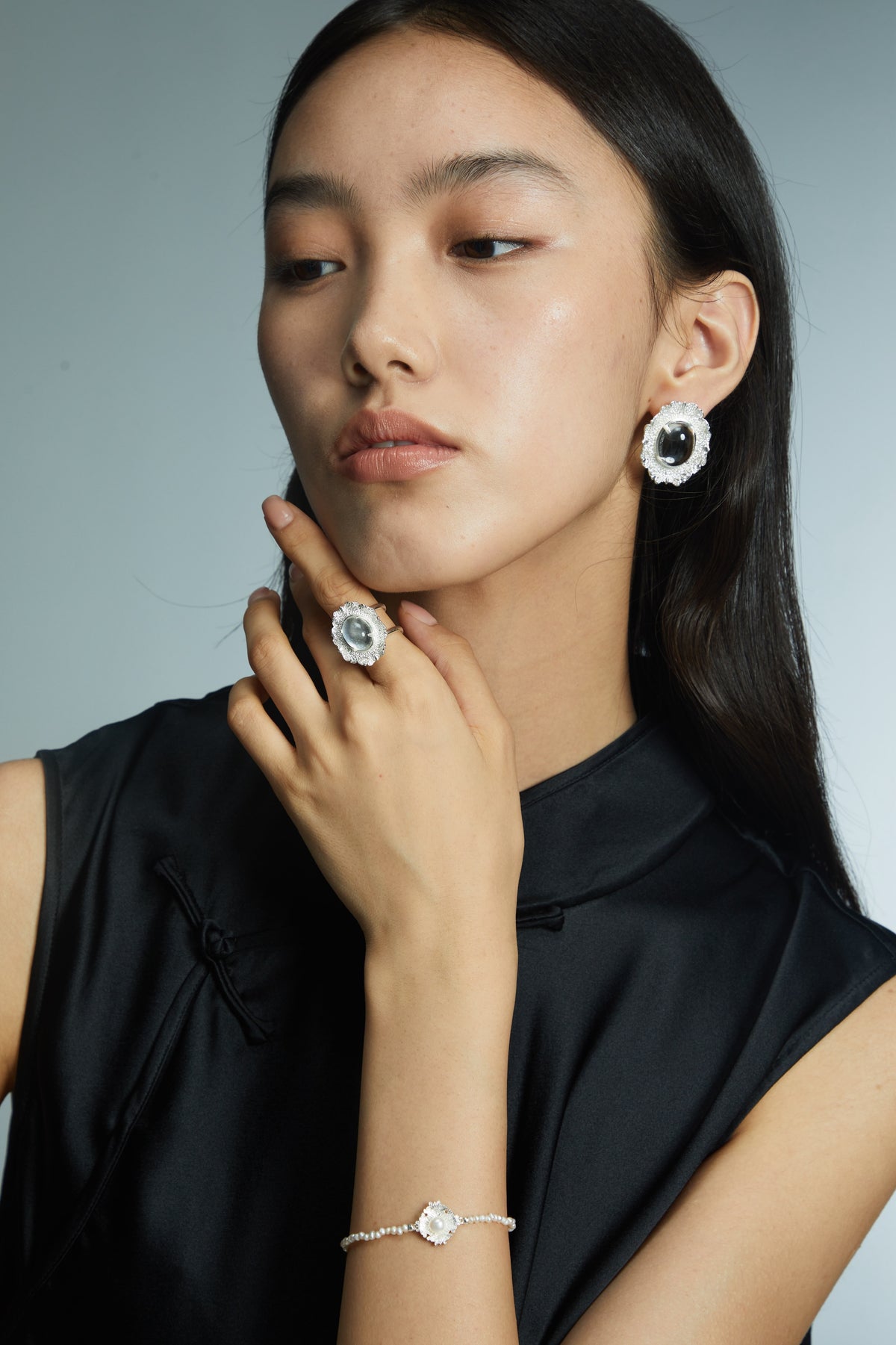 Crystal Rosette Statement Ring by Luna-mi, product view 4